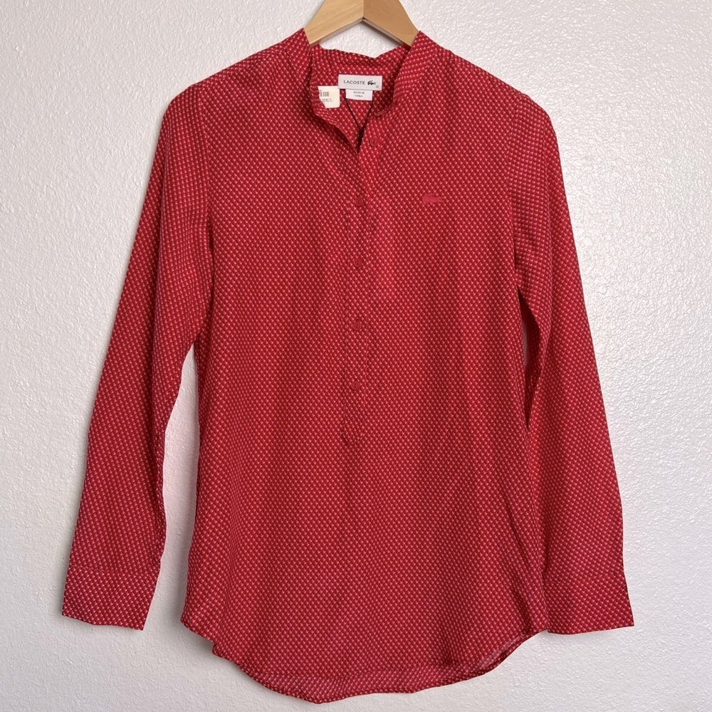 NWT Lacoste Flowy Print Top Red Multi resort summer Size 4
